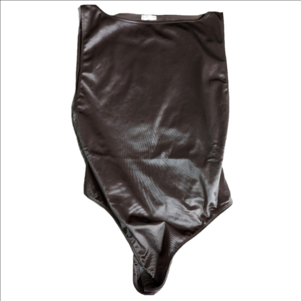 INTIMATELY FREE PEOPLE Rose Gold Stretchy Disco Retro Bodysuit Size Medium